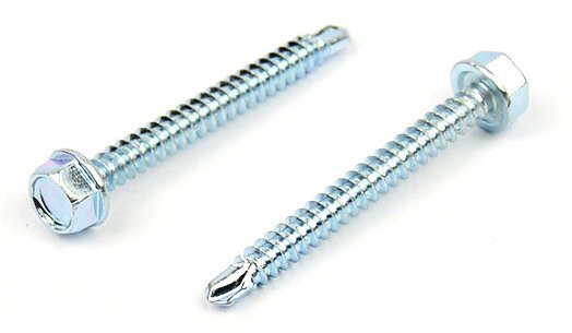 Samovrtný šroub do plechu 4,2x32 mm DIN 7504 K šestihranná hlava, zinek bílý